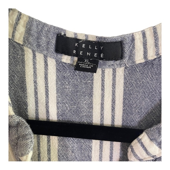 Kelly Renee Linen Striped Sleeveless Romper Blue Ivory - Picture 8 of 8